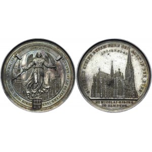 German States Hamburg St. Nicolai Church Silver Medal 1863