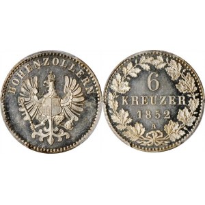 German States Hohenzollern 6 Kreuzer 1852 A Proof PCGS PR64 CAMEO