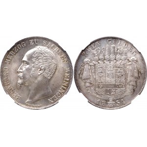 German States Saxe-Meiningen 2 Gulden 1854 NGC MS 63