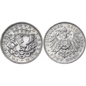 Germany - Empire Bremen 5 Mark 1906 J