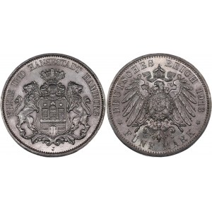 Germany - Empire Hamburg 5 Mark 1913 J
