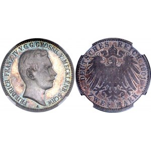 Germany - Empire Mecklenburg Schwerin 2 Mark 1901 Proof NGC PF 65