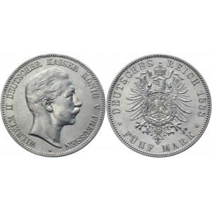 Germany - Empire Prussia 5 Mark 1888 A