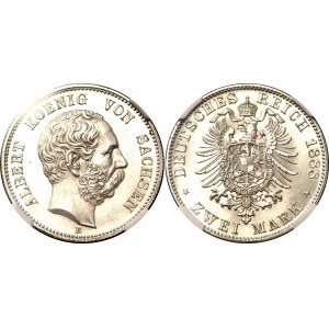 Germany - Empire Saxony-Albertine 2 Mark 1888 E NGC MS64