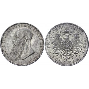 Germany - Empire Saxe-Meiningen 5 Mark 1908 D