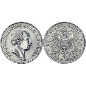 Germany - Empire Saxony 5 Mark 1914 E