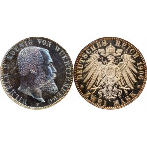 Germany - Empire Wuerttemberg 2 Mark 1906 F Proof NGC PF 64