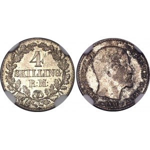 Denmark 4 Skilling 1856 VS NGC MS 63