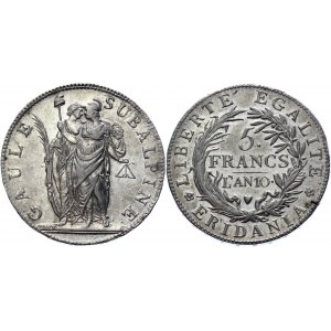 Italian States Gaule Subalpine 5 Francs 1802 Turin