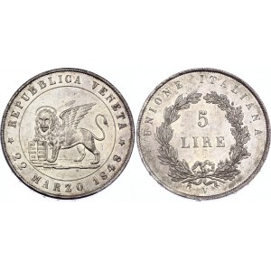 Italian States Venice 5 Lire 1848 V