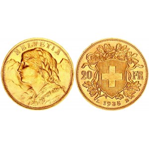 Switzerland 20 Francs 1935 LB