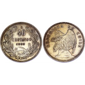 Chile 40 Centavos 1907 So
