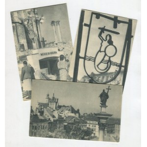 [pocztówki] Zestaw 47 pocztówek z widokami przedwojennej, powstańczej oraz powojennej Warszawy [Przypkowski, Chomętowska, Szmidtgal]