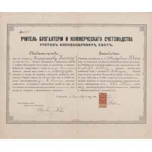 [dokument] Świadectwo ukończenia kursu buchalterii w kierunku handlowym i przemysłowym [Warszawa 1899]