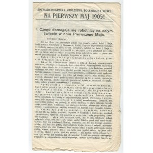 [druk ulotny] Na pierwszy maj 1905 r. [Socjaldemokracja Królestwa Polskiego i Litwy]