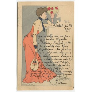 [pocztówka] ROBERT Lucien - La paresse. Karta z korespondencją Jerzego Smoleńskiego do Państwa Babireckich [1902]