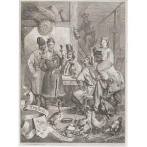 [grafika] PANNEMAKER Adolph Francois - Krakowscy mieszczanie w karczmie [drzeworyt ok. 1850]