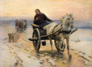 Ajdukiewicz Zygmunt, DWUKÓŁKĄ PO ŚNIEGU I LODZIE, OK. 1890