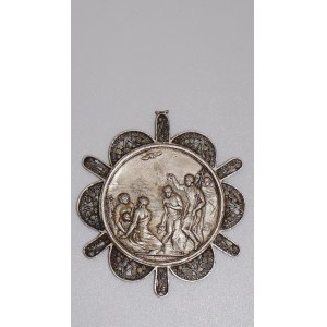medalion srebrny 1820 r Opawa Chrzest w Jordanie