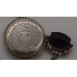 męski zegarek kieszonkowy w srebrnej kopercie z kluczykiem i dewizką