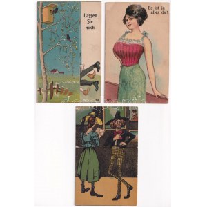 3 db RÉGI humoros litho kinyitható képeslap / 3 pre-1945 humorous litho folding postcards