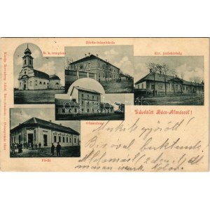 1901 Bácsalmás, Római katolikus templom, Zárda leányiskola, gőzmalom, Fő út, Kir. járásbíróság...