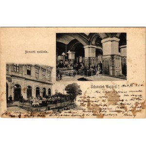 1903 Baja, Nemzeti szálloda, belső, terasz, biliárd asztalok (fl)