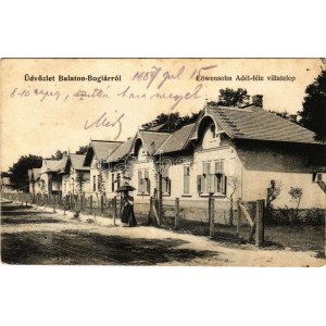 1907 Balatonboglár, Löwensohn Adél-féle villatelep, napernyős hölgy (EK)