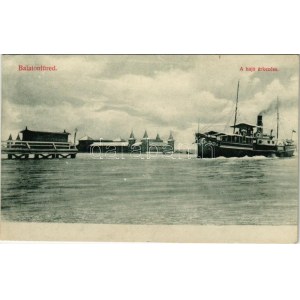 1912 Balatonfüred, Baross hajó érkezése télen