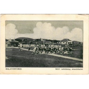 1933 Balatonfüred, MÁV üdülőtelep, strand tornapályával (EK)