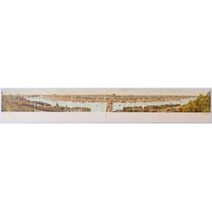 Budapest. Négy részes kihajtható litho panorámalap / 4-tiled folding litho panoramacard. Rigler J.E. rt...