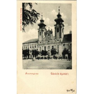 Győr, Széchenyi tér, templom. Berecz Viktor kiadása