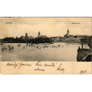 1908 Győr, Rábaszer, árvíz. Polgár Bertalan kiadása (EK)