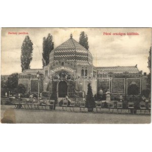 1907 Pécs, Pécsi Országos Kiállítás, Zsolnay Gyárak pavilonja. Jelfy Gyula felvétele + So. Stpl. (fl...