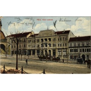 1923 Pécs, Nádor szálloda, Stern Mór bazár, Singer varrógépek részvénytársaság, üzlete, lovashintók (EK...