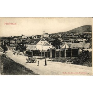 1908 Pécsvárad, utca, lovas szekér. Anschau Antal kiadása