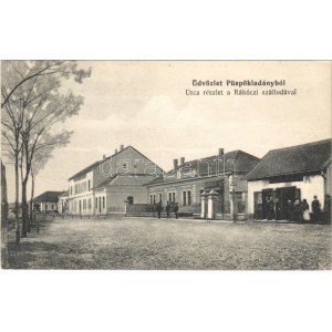 1914 Püspökladány, utca, Rákóczi szálloda, Szűcs László üzlete + PÜSPÖKLADÁNY P.U.