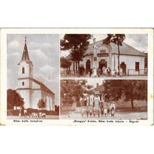 1934 Ságvár (Siófok), Római katolikus templom és iskola, Hangya szövetkezet üzlete (fa)