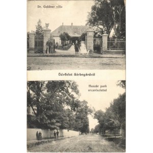 1913 Sárbogárd, Dr. Goldner villa, Huszár park utca részlettel. Freireich Adolf kiadása + BROD - BUDAPEST 32 E...