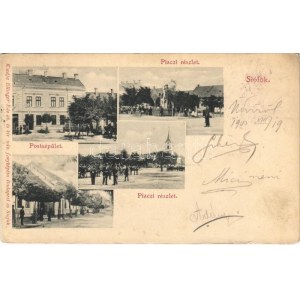 1901 Siófok, Posta, Piaci részlet, utca, Karlberger étterem. Ellinger Ede cs. és kir. udvari fényképész kiadása (EK...