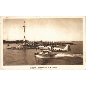 1938 Siófok, Móló, hidroplán állomás, Junkers hidroplán Tisza HA-JAA lajstromjellel (EK)