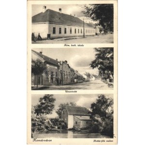 1937 Zalakomár, Komárváros; Római katolikus iskola, utca, Kollár-féle malom (EK)