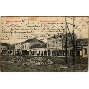 1909 Arad, Újarad, Aradul Nou; Rákóczi utca, Berthe György és Zimmer. üzlete. Mayr Lajos-féle kiadása / street, shops ...