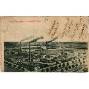 1902 Arad, Gép waggongyár és vasöntöde. Rózsa Géza tulajdona / machine factory and iron foundry (Rb...