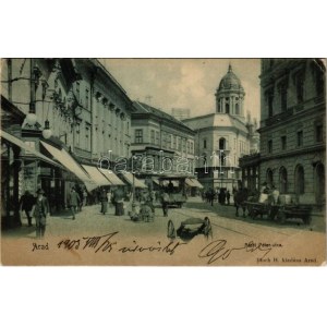 1905 Arad, Atzél Péter utca, Szálloda a Fehér Kereszthez, Pilsner sör. Bloch H. / street, hotel, beer (EB...