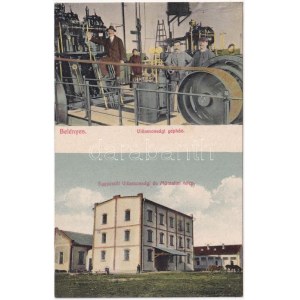 1916 Belényes, Beius; Egyesült villamossági és műmalmi telep, villamossági gépház belső munkásokkal...
