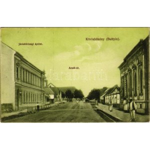 1912 Buttyin, Körösbökény, Bucin, Buteni; Aradi út, Járásbírósági épület. Sferdian & Misca kiadása / street...