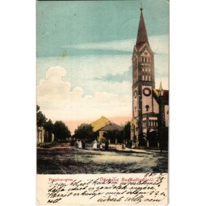 1906 Buziás, Templom utca. Nosek Gusztáv kiadása / church, street
