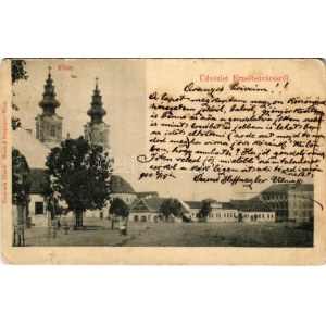 1900 Erzsébetváros, Dumbraveni; Fő tér. Benjamin József / main square (kopott sarkak / worn corners...