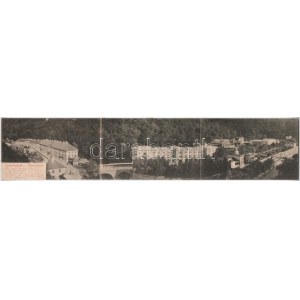 1902 Herkulesfürdő, Baile Herculane; 3 részes kinyitható panorámalap. R. Krizsány kiadása / 3...
